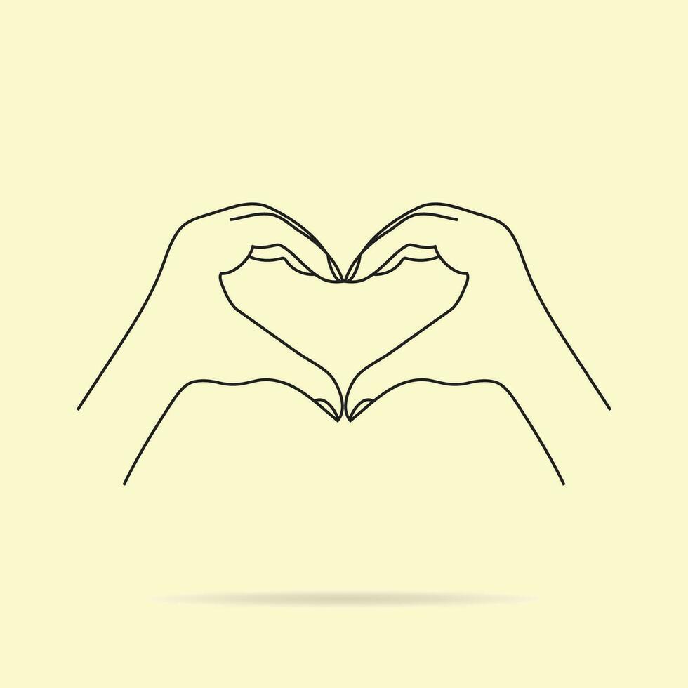 geste de l'amour cette est élevage mains par fabrication cœur forme main je l'amour vous icône logo vecteur conception isolé sur une crème coloré Contexte.