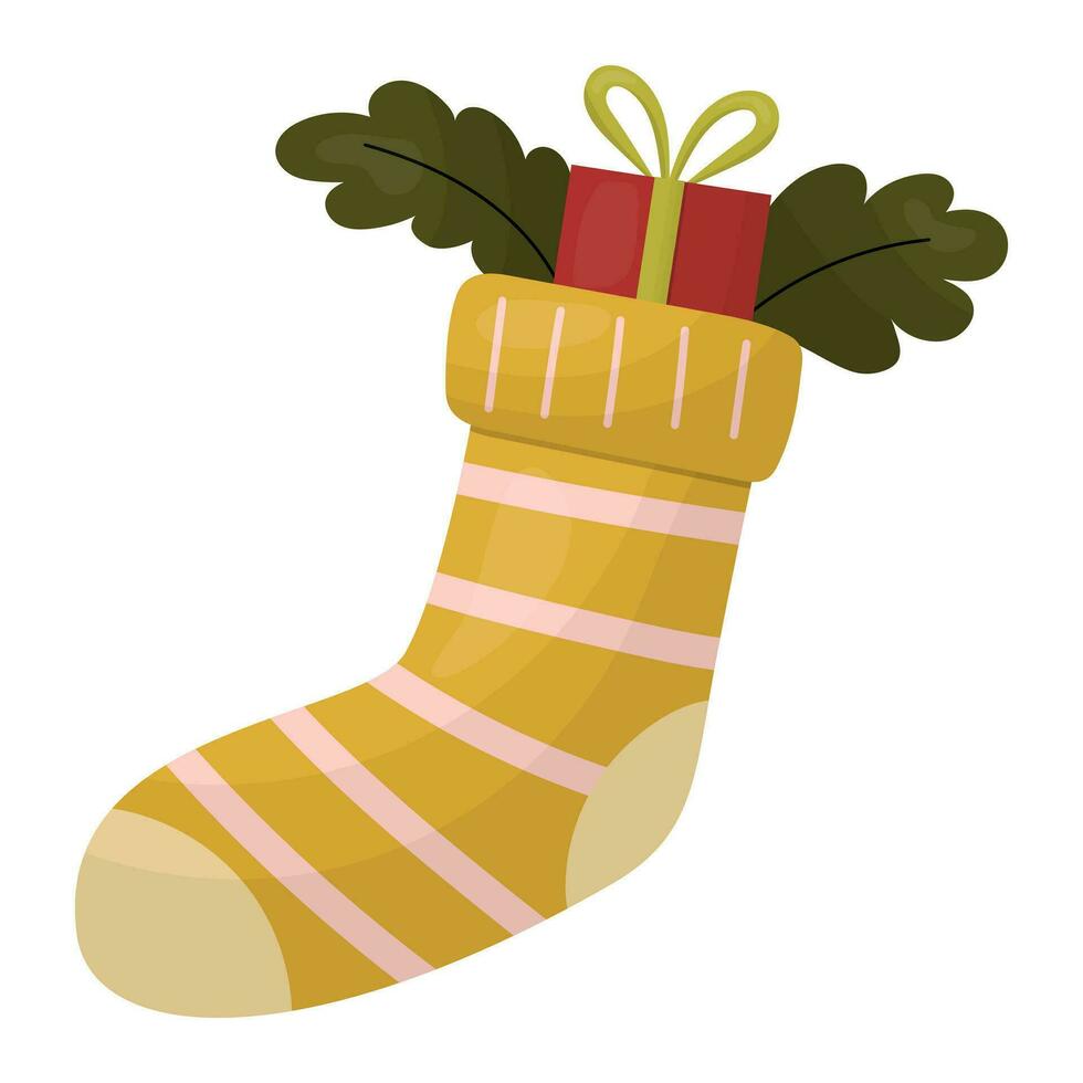 Noël chaussette avec cadeaux. vecteur illustration sur une blanc Contexte.