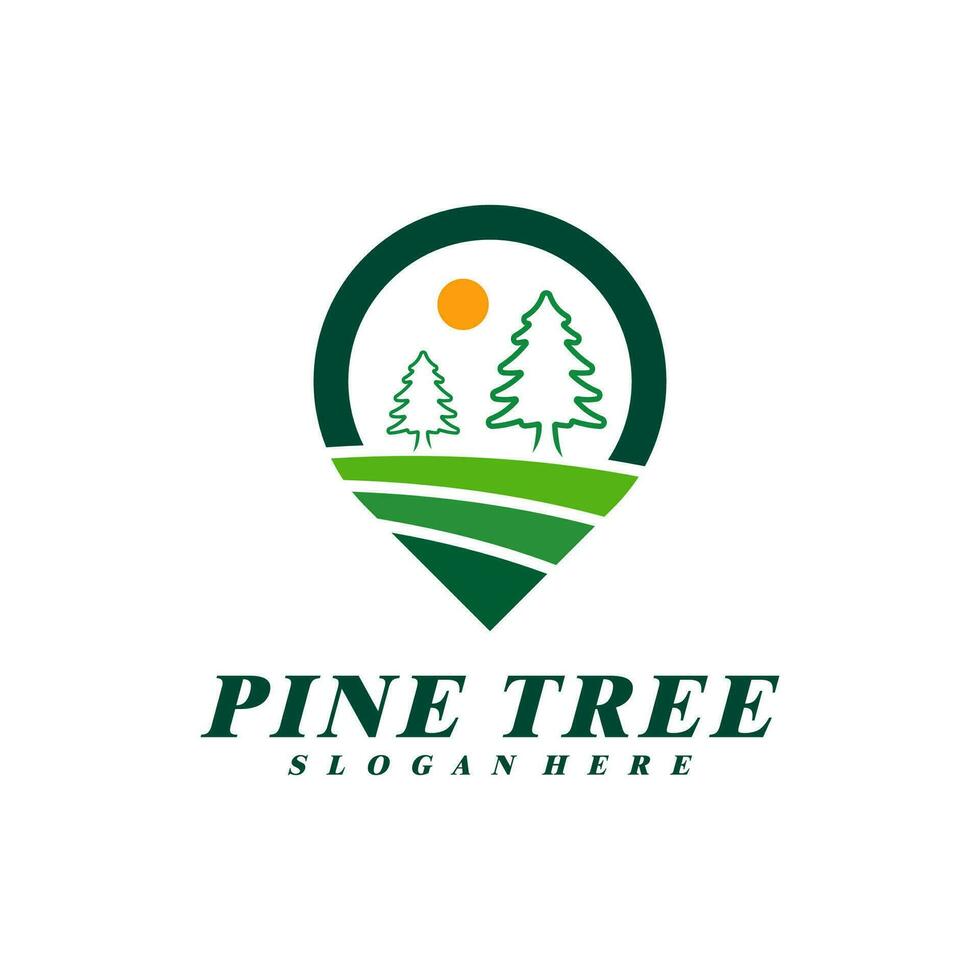 pin arbre avec point logo conception vecteur. Créatif pin arbre logo concepts modèle vecteur