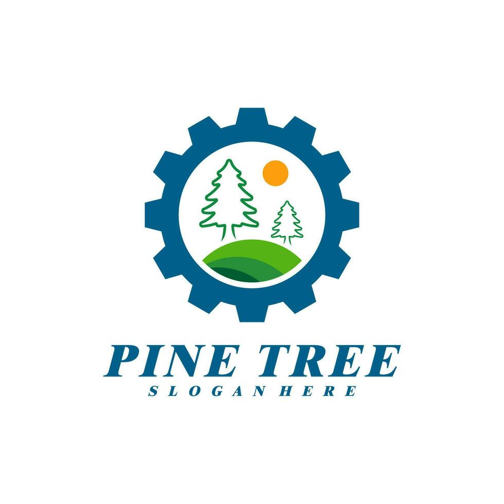 pin arbre avec équipement logo conception vecteur. Créatif pin arbre logo concepts modèle vecteur