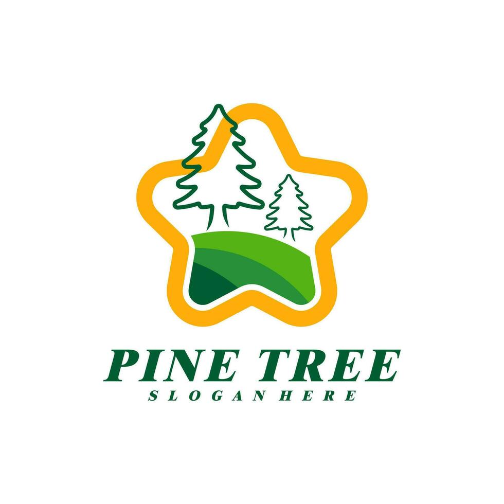 pin arbre avec étoile logo conception vecteur. Créatif pin arbre logo concepts modèle vecteur