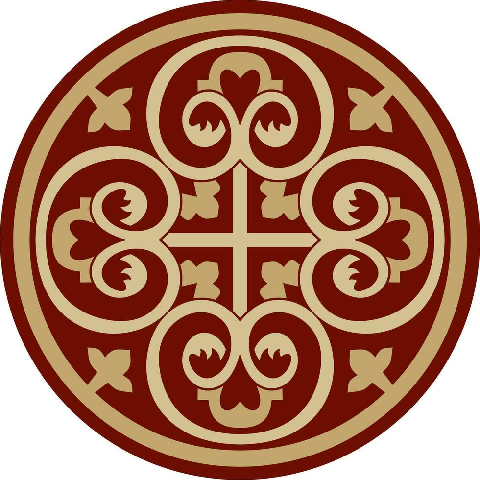 vecteur or et rouge rond ancien byzantin ornement. classique cercle de le est romain Empire, Grèce. modèle motifs de constantinople