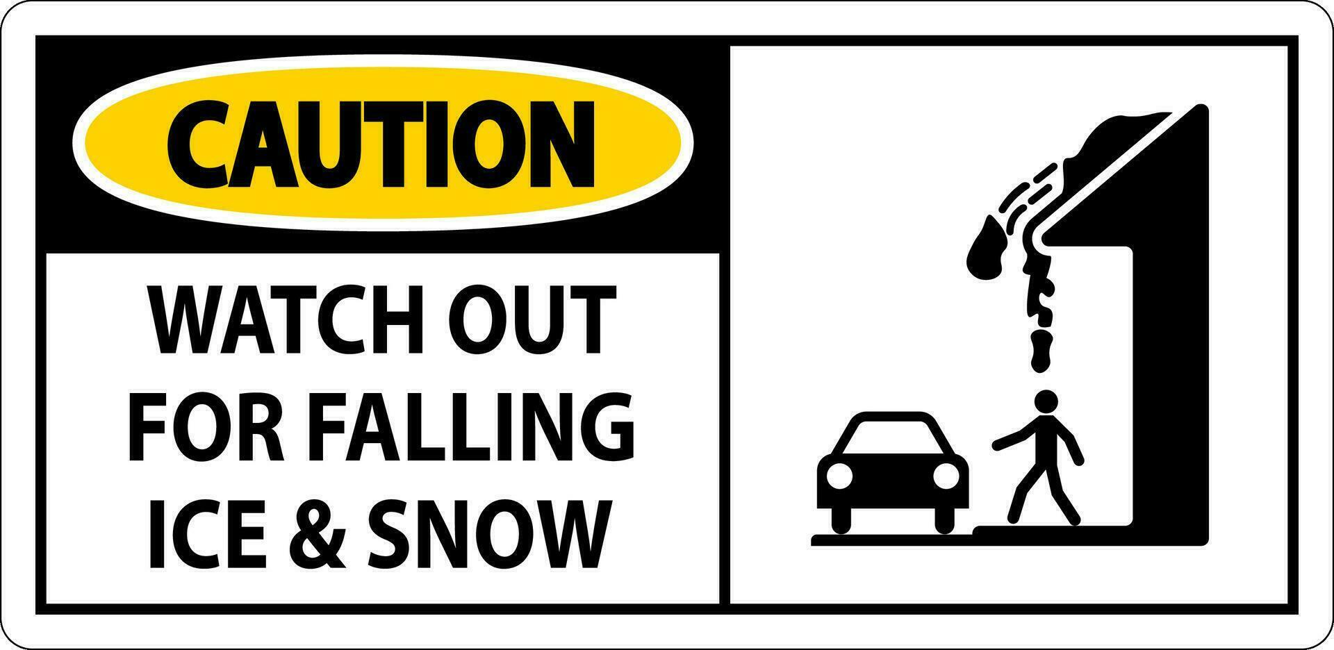 mise en garde signe regarder en dehors pour chute la glace et neige vecteur