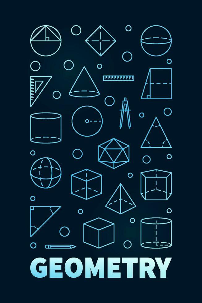 géométrie apprentissage cours concept vecteur bleu mince ligne verticale bannière ou illustration avec géométrique Les figures
