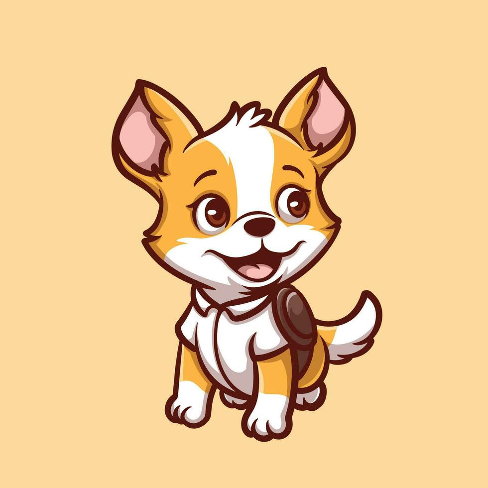 corgi aller à école dessin animé illustration vecteur