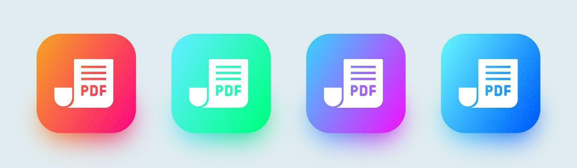 pdf solide icône dans carré pente couleurs. format panneaux vecteur illustration.