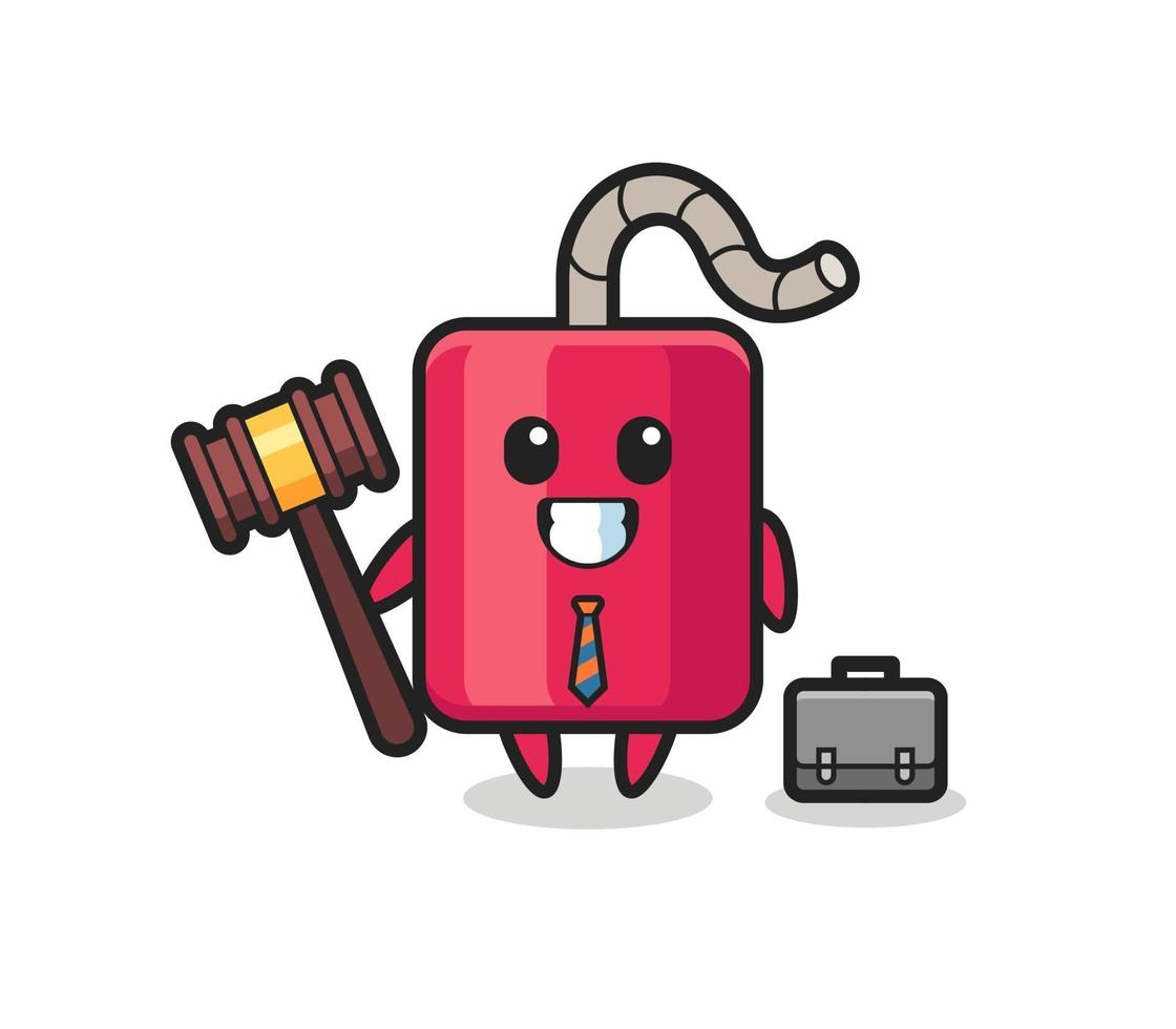 illustration de la mascotte de la dynamite en tant qu'avocat vecteur