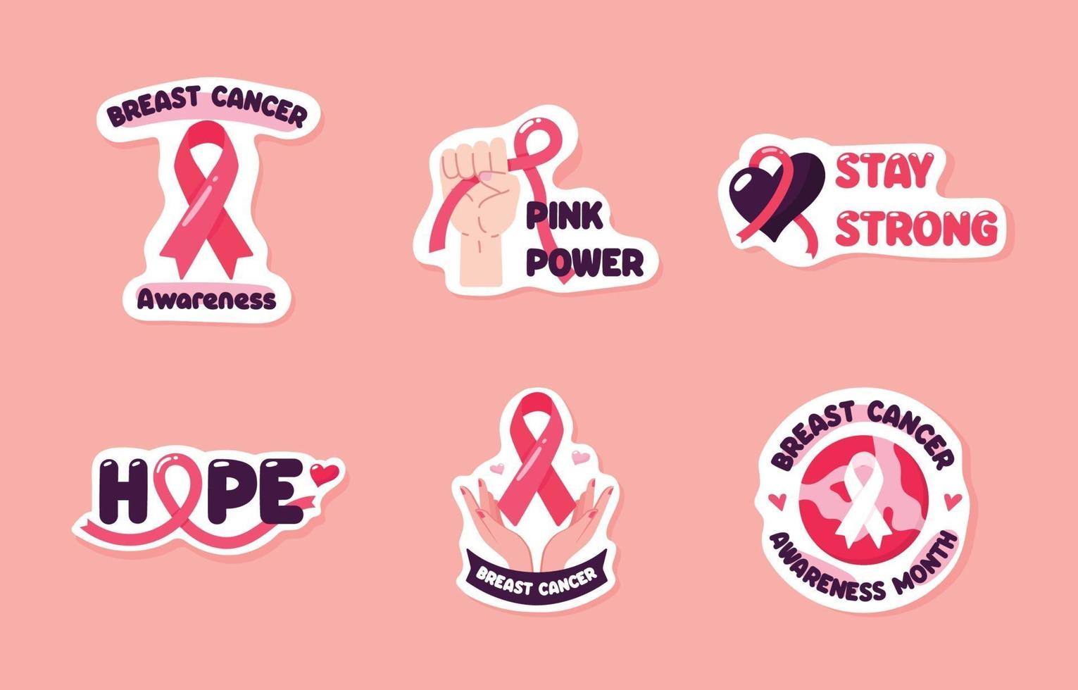 ensemble d'autocollants du mois mondial de sensibilisation au cancer du sein vecteur