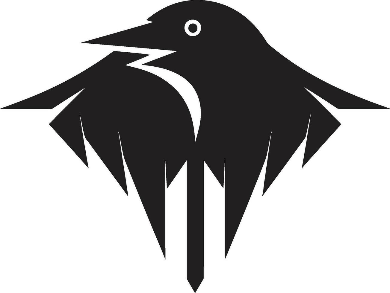 corbeau silhouette géométrique crête lisse oiseau abstrait logo vecteur