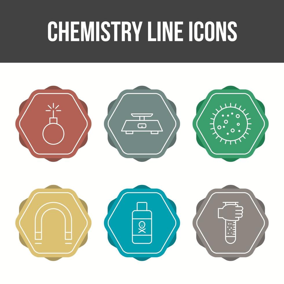 jeu d'icônes de vecteur de ligne de chimie unique