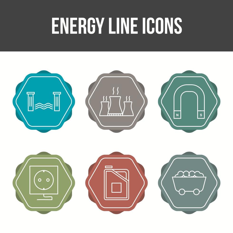 beau jeu d'icônes vectorielles d'énergie unique vecteur