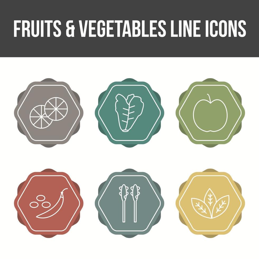 jeu d'icônes de ligne vectorielle de fruits et légumes vecteur