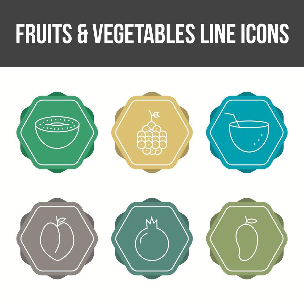 ensemble d'icônes vectorielles de fruits et légumes uniques vecteur