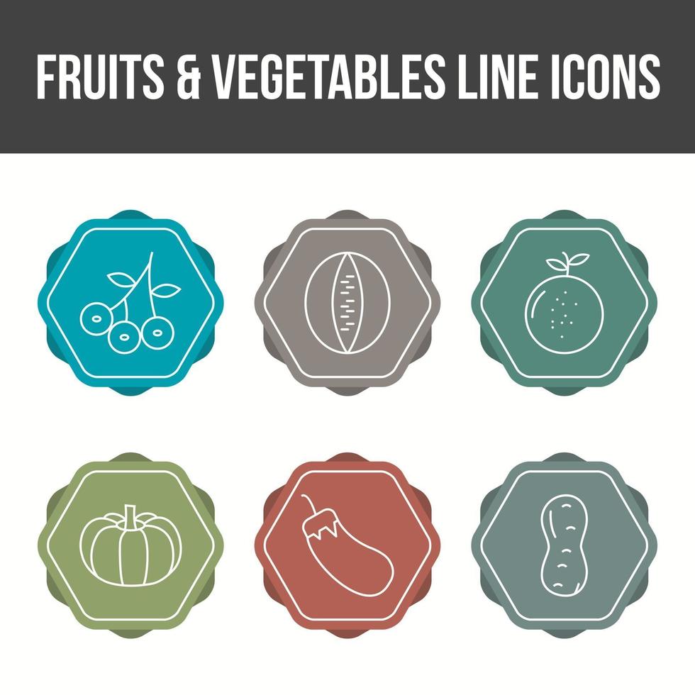 ensemble d'icônes vectorielles de fruits et légumes uniques vecteur