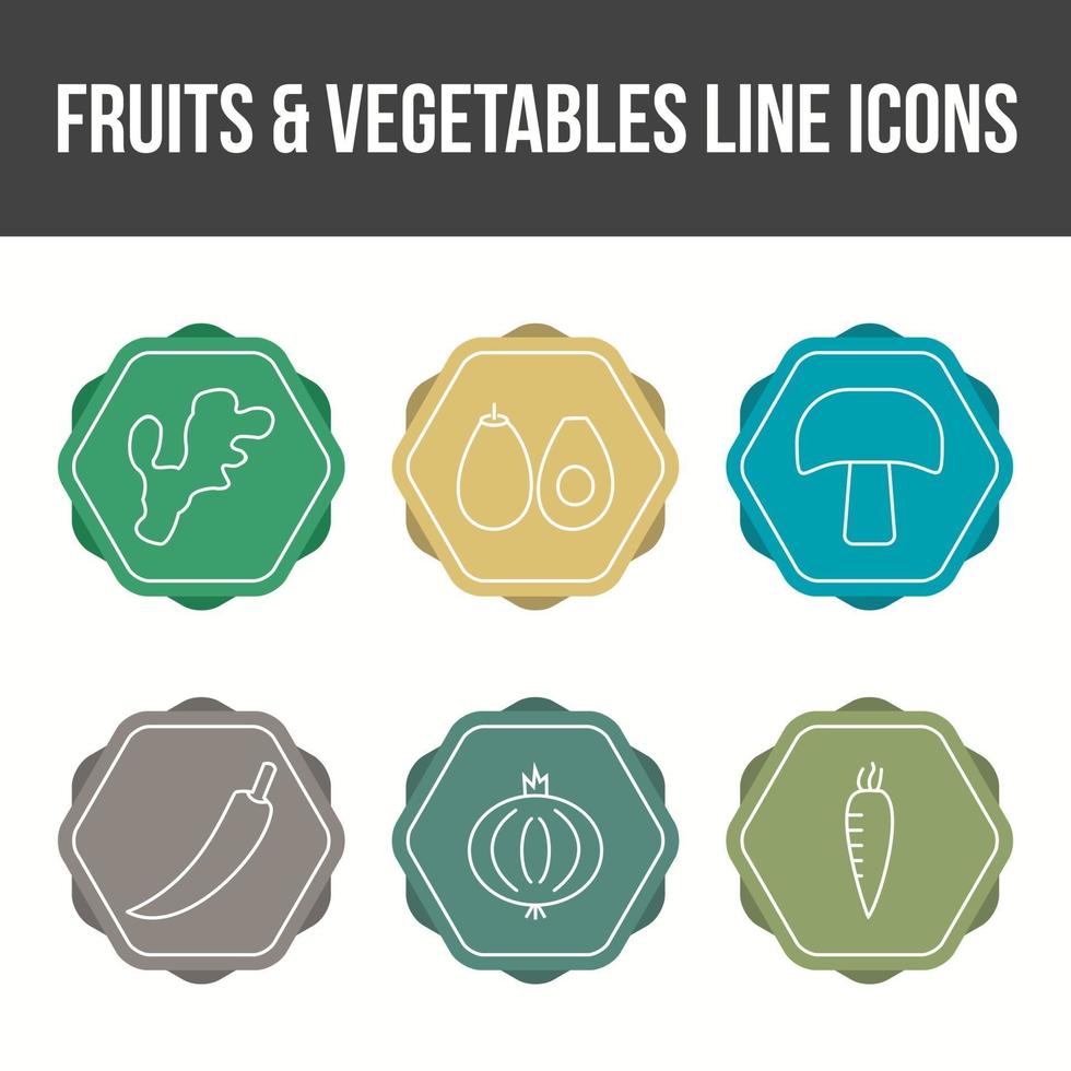 ensemble d'icônes vectorielles de fruits et légumes uniques vecteur