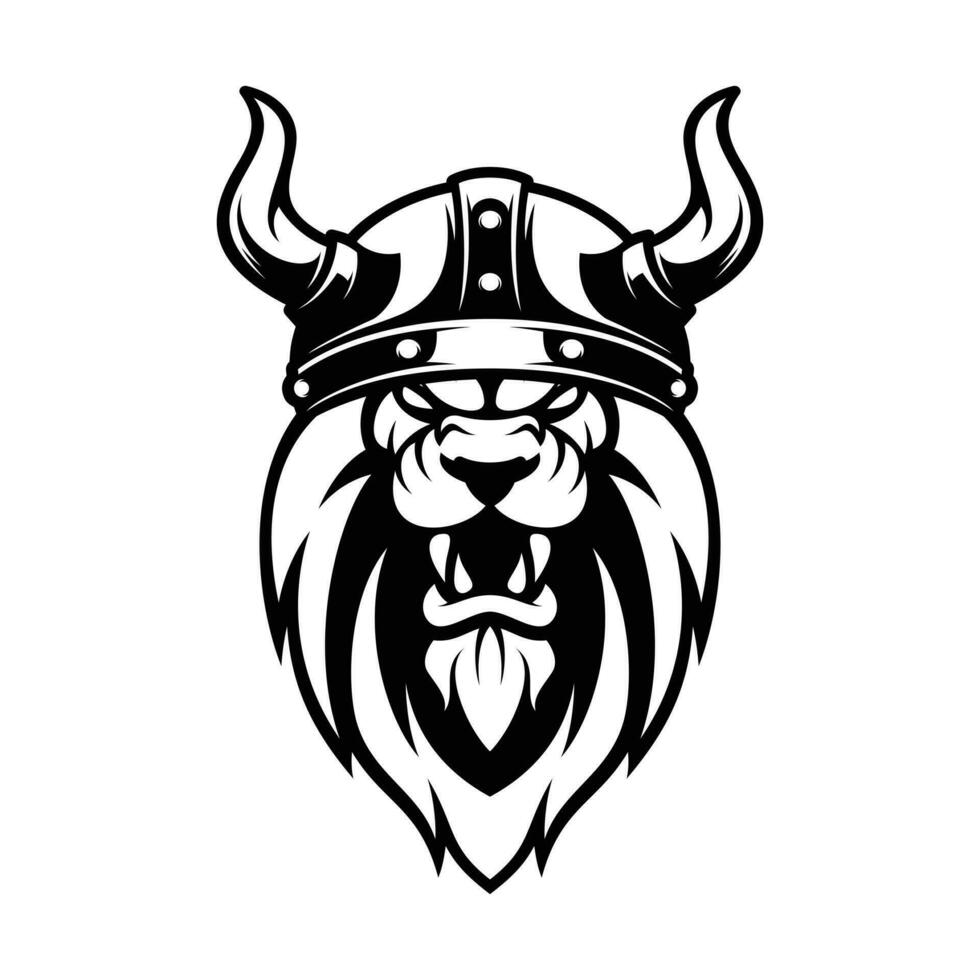 Lion viking contour vecteur