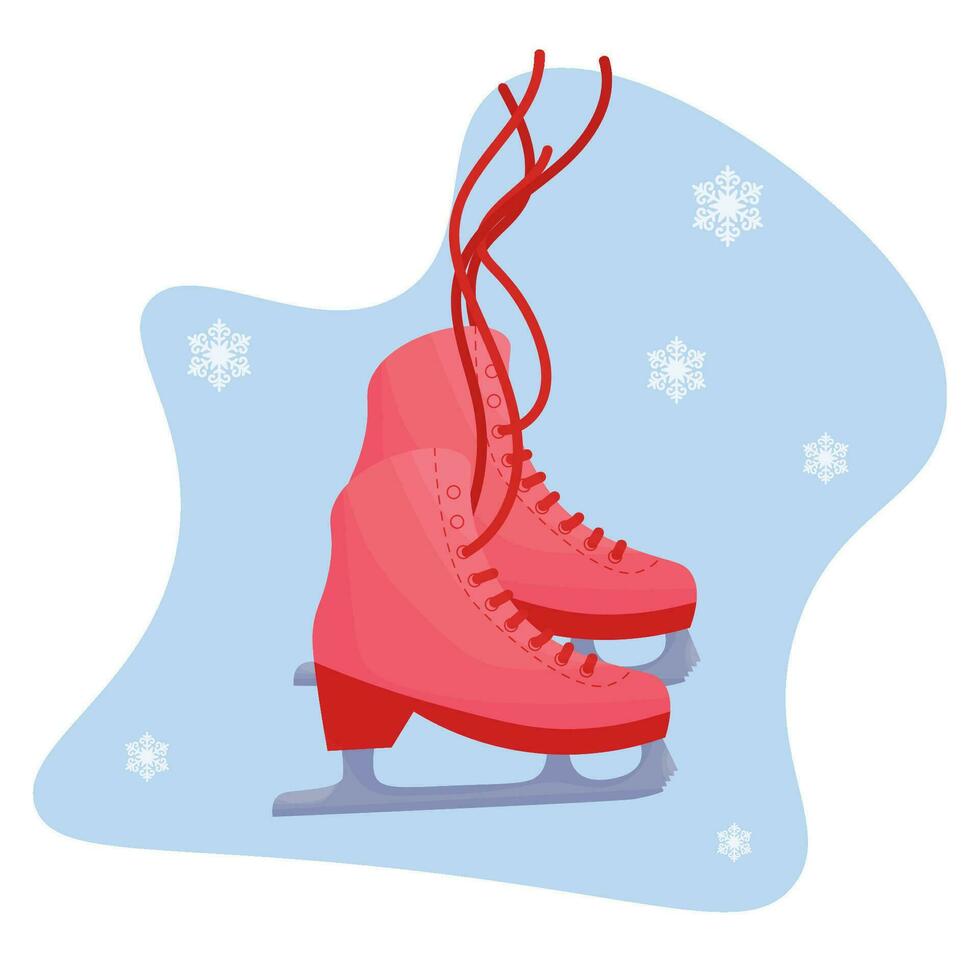figure patinage. rouge la glace patins sur une bleu Contexte. vecteur illustration. hiver sport