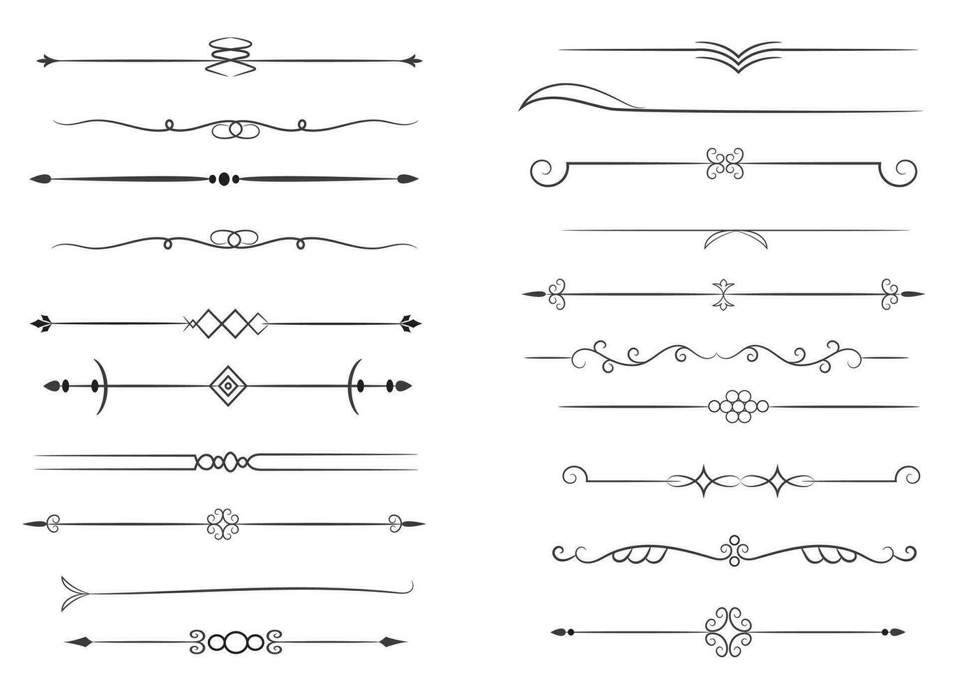 page diviseur et conception éléments. ensemble de divers Facile noir diviseur conception, assorti diviseur collection modèle vecteur. collection de floral séparateurs éléments méga décoration pour calligraphie. vecteur