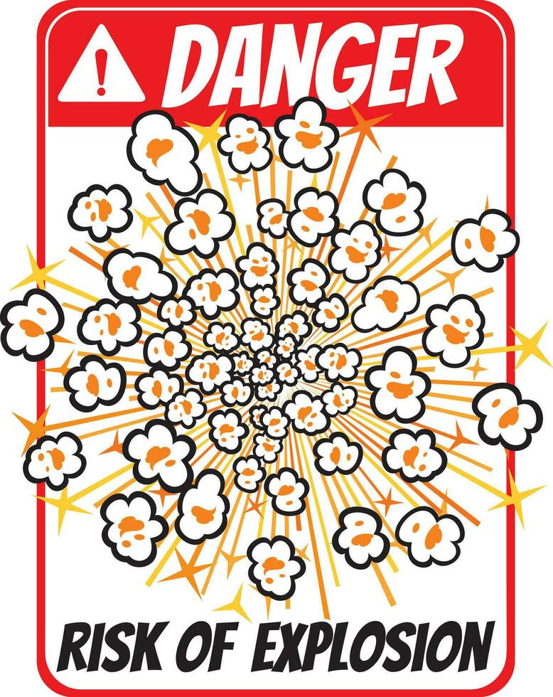 danger signe couleur. risque de explosion. Popcorn. vecteur illustration.