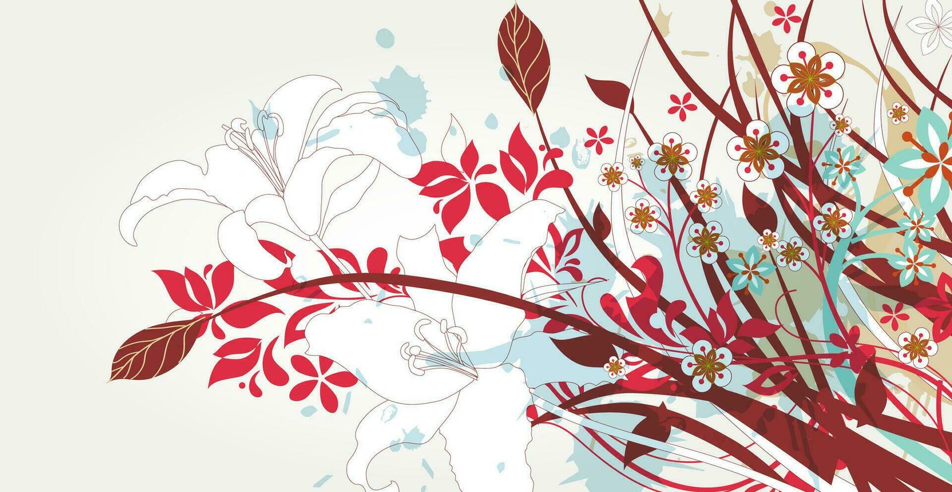 coloré floral batik Contexte. floral décoration boucles illustration. paisley impression dessiné à la main éléments. vecteur