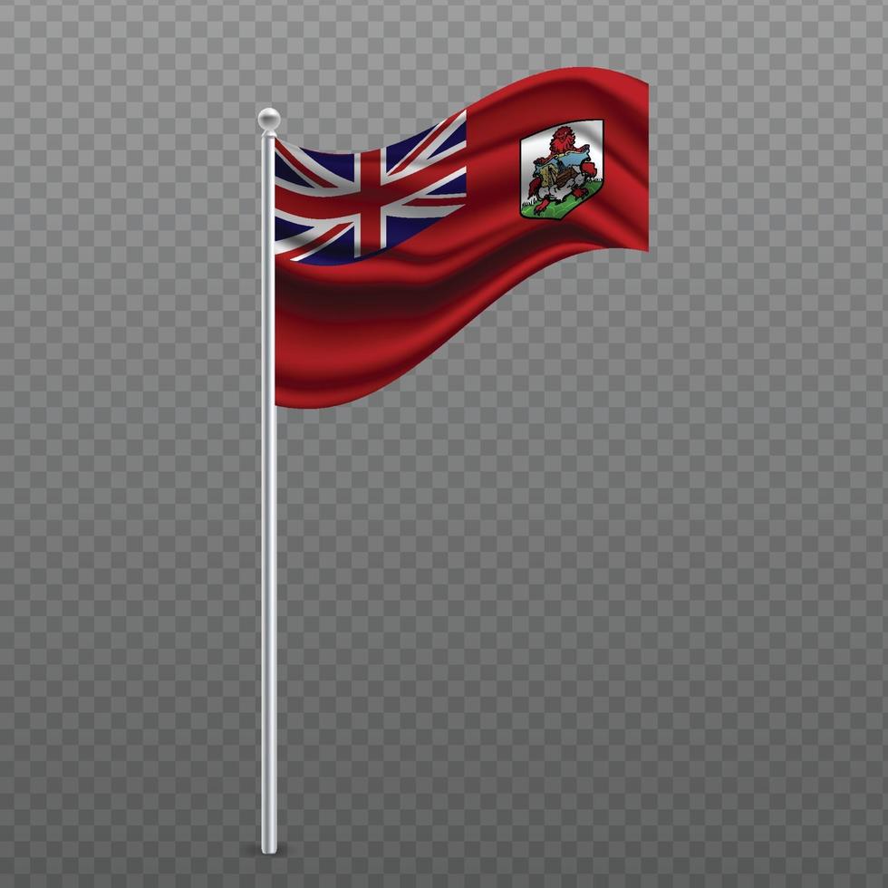 agitant le drapeau des Bermudes sur un poteau métallique. vecteur