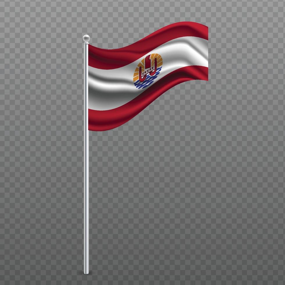 drapeau ondulant de la polynésie française sur un poteau métallique. vecteur