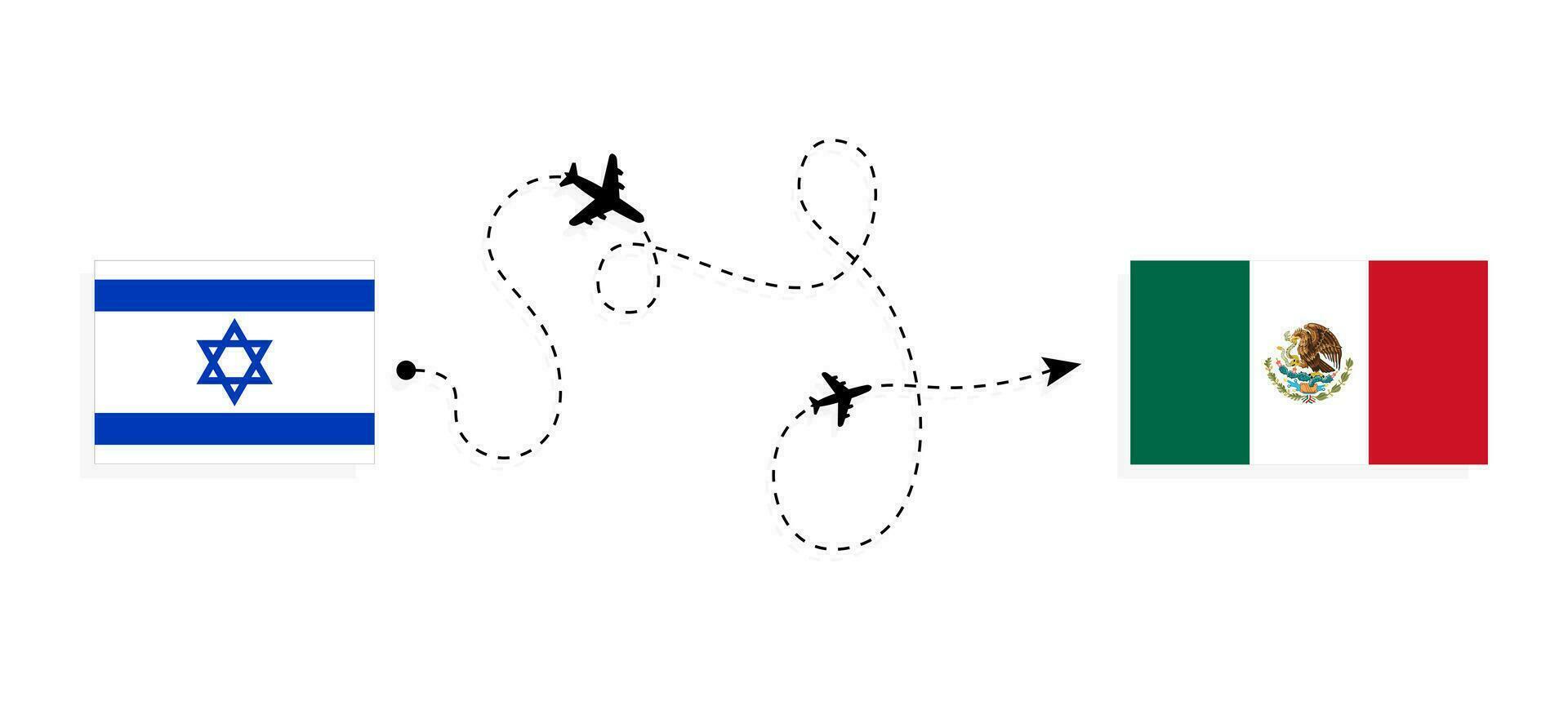 vol et Voyage de Israël à Mexique par passager avion Voyage concept vecteur