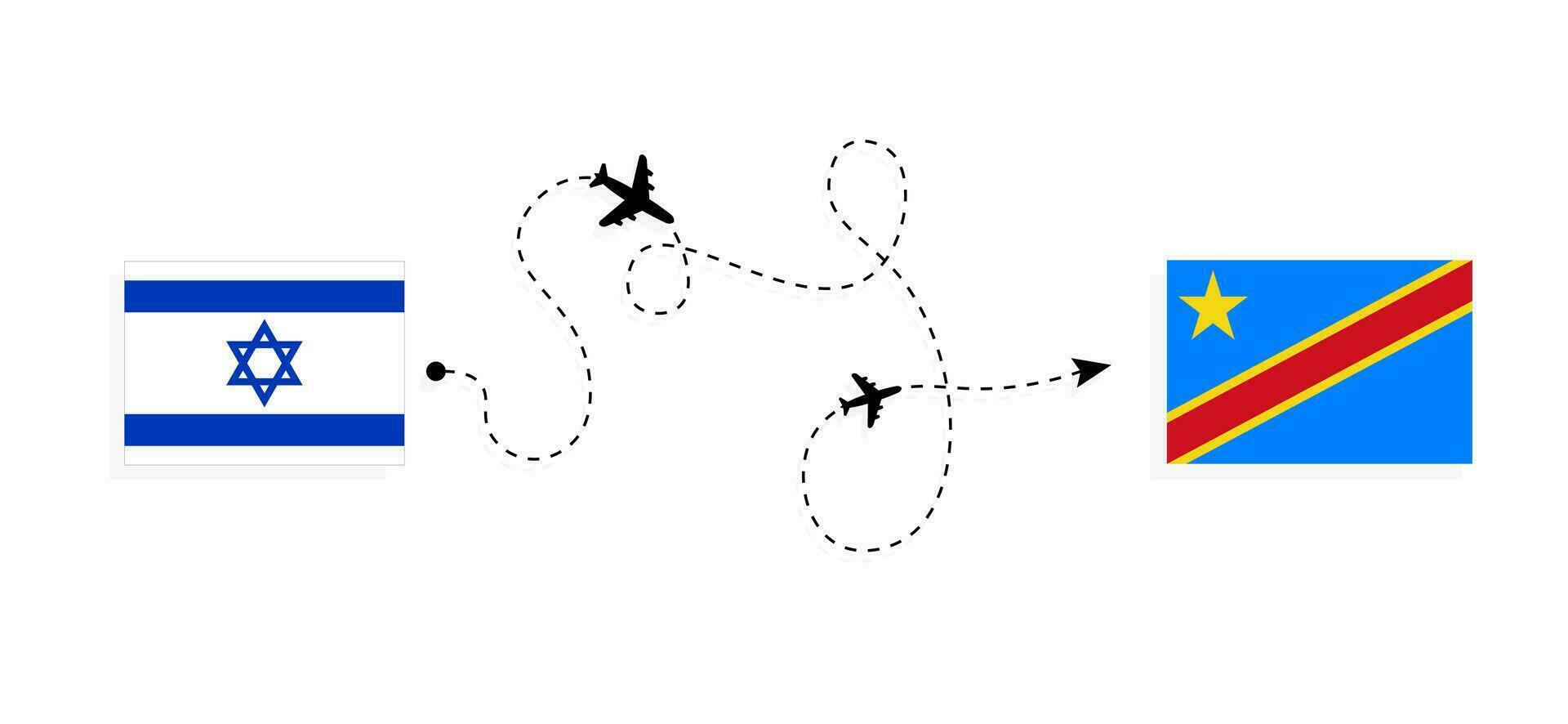 vol et Voyage de Israël à démocratique république de le Congo par passager avion Voyage concept vecteur