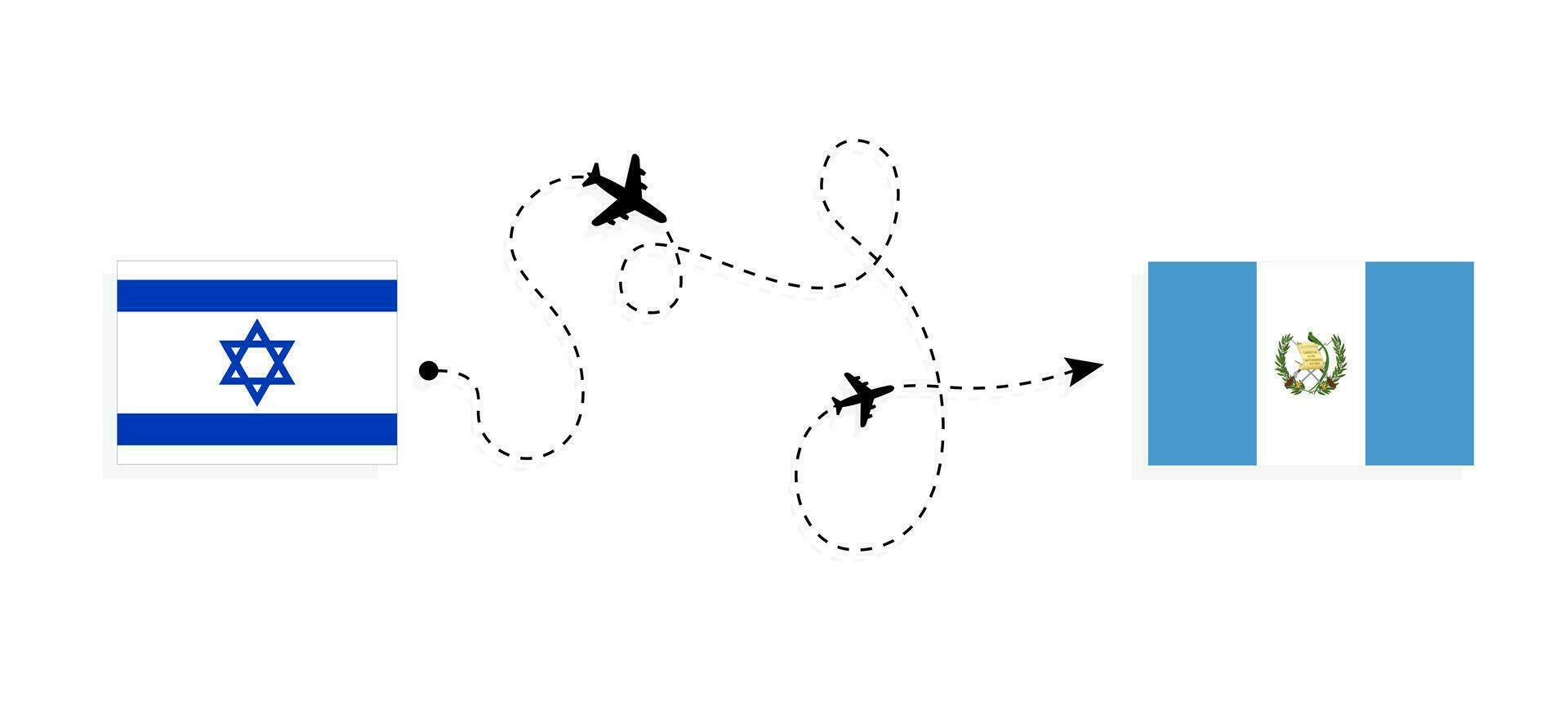 vol et Voyage de Israël à Guatemala par passager avion Voyage concept vecteur