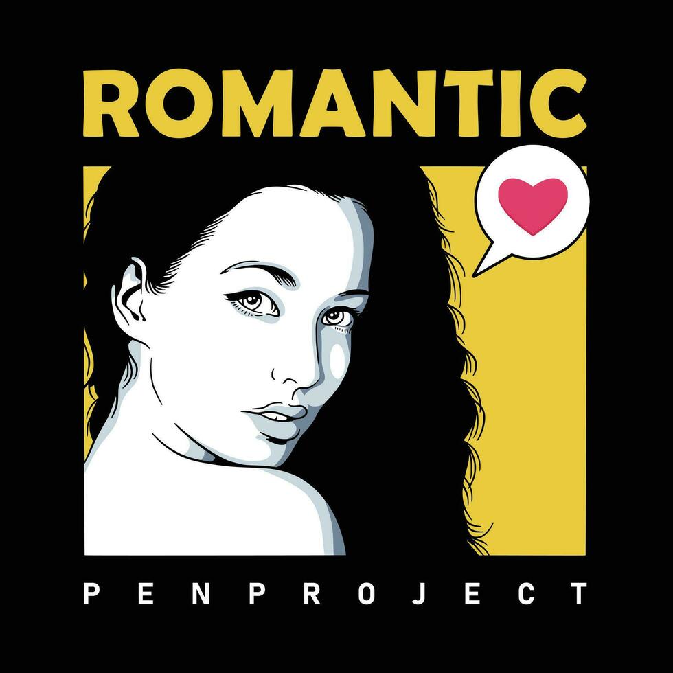 illustration de une romantique femelle personnage logo conception vecteur