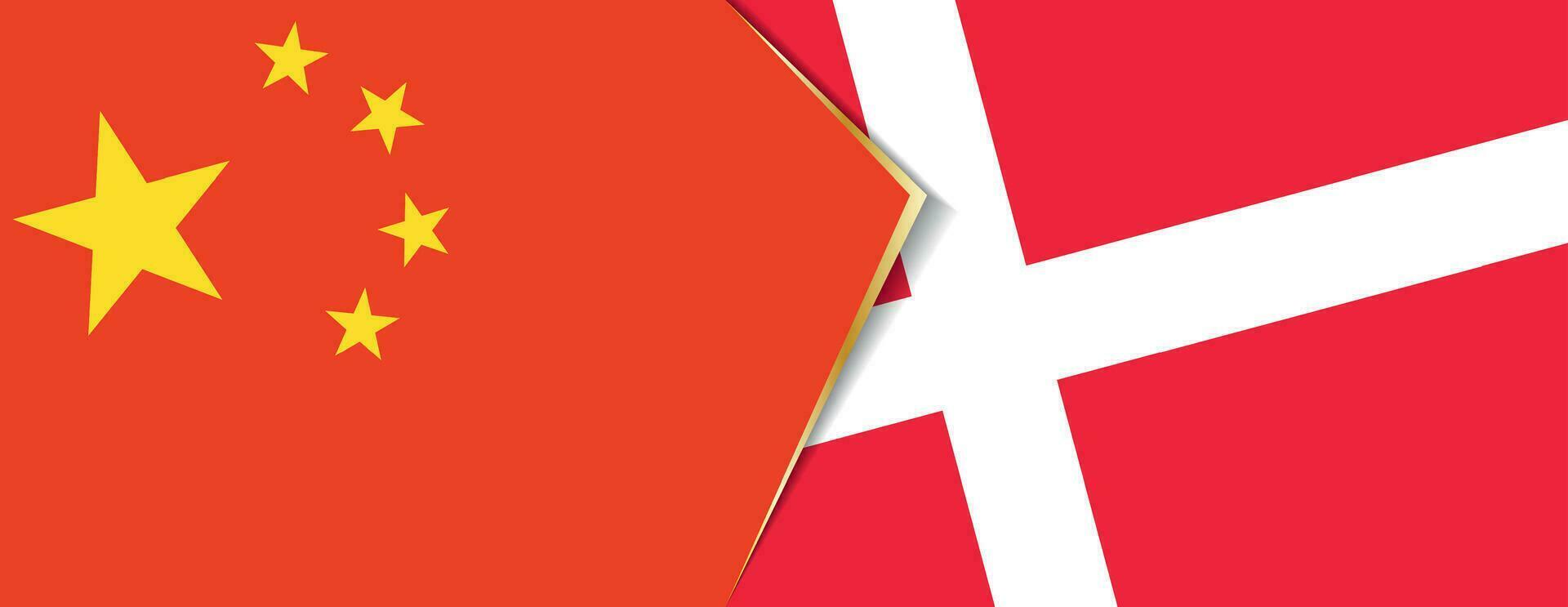 Chine et Danemark drapeaux, deux vecteur drapeaux.