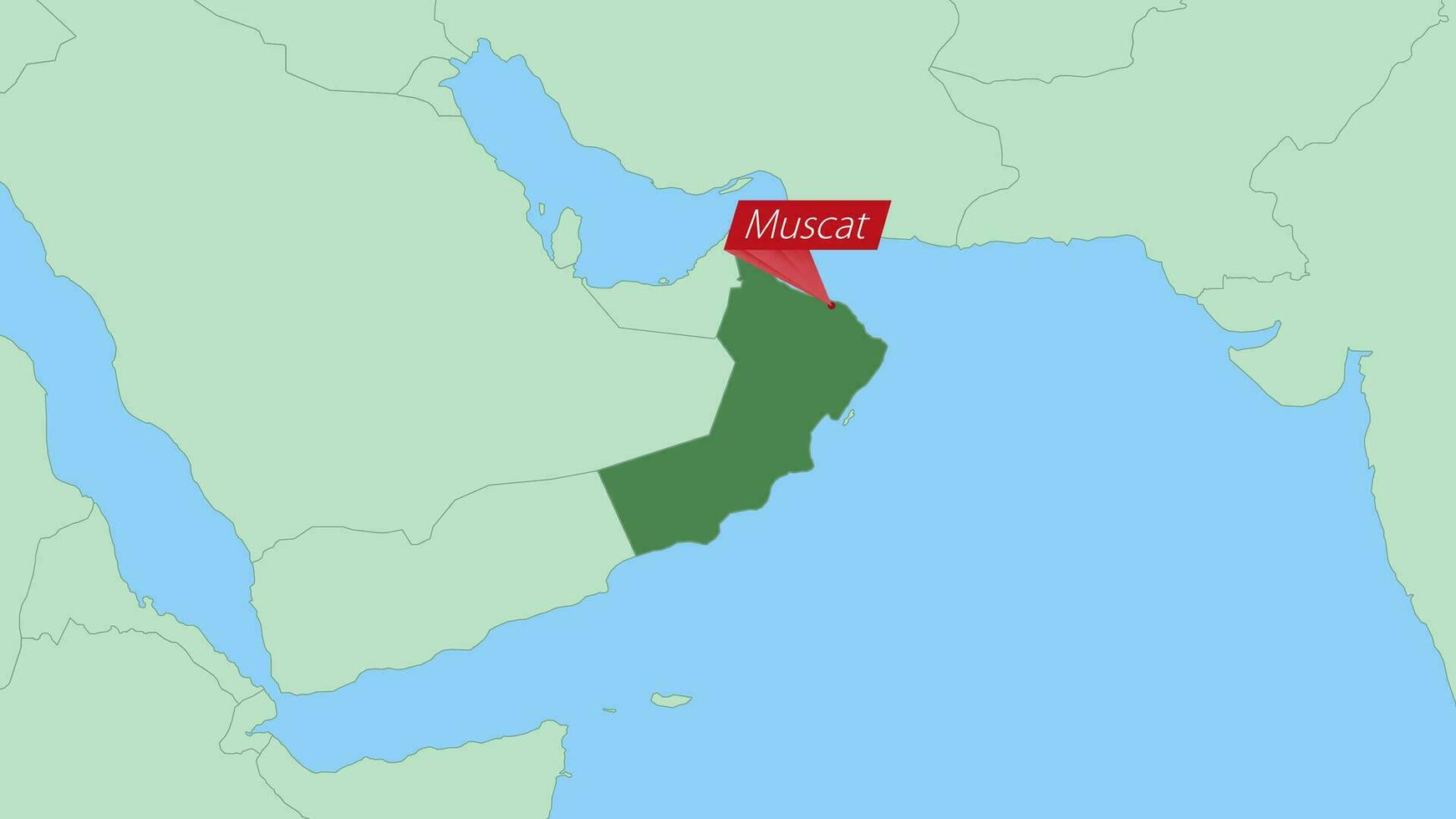 carte de Oman avec épingle de pays capital. vecteur