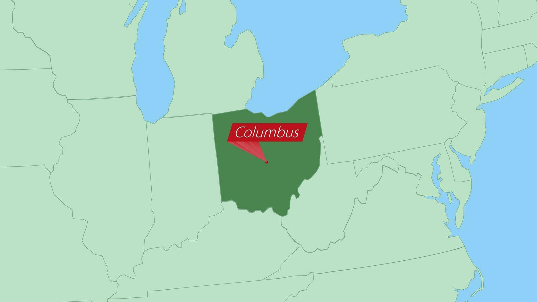 carte de Ohio avec épingle de pays capital. vecteur