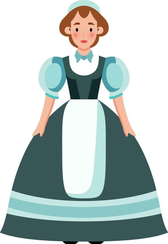 victorien Femme de ménage plat style vecteur illustration, le victorien serviteur, le femme de chambre femme, Femme de ménage Dame Stock vecteur image