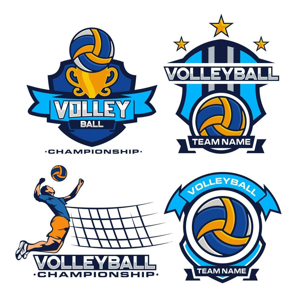 ensemble de volley-ball équipe logo badge. vecteur