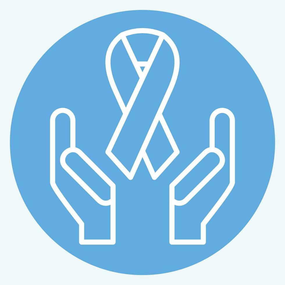 icône ruban. en relation à monde cancer symbole. bleu yeux style. Facile conception modifiable. Facile illustration vecteur