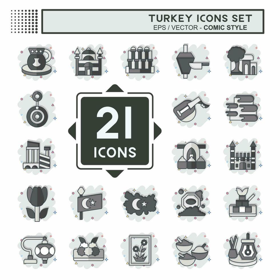 icône ensemble Turquie. en relation à éducation symbole. bande dessinée style. Facile conception modifiable. Facile illustration vecteur