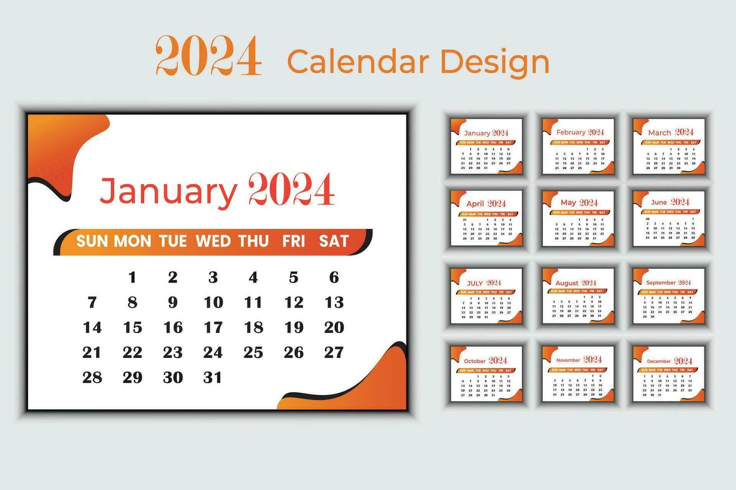 Créatif moderne 2024 Nouveau année calendrier conception vecteur