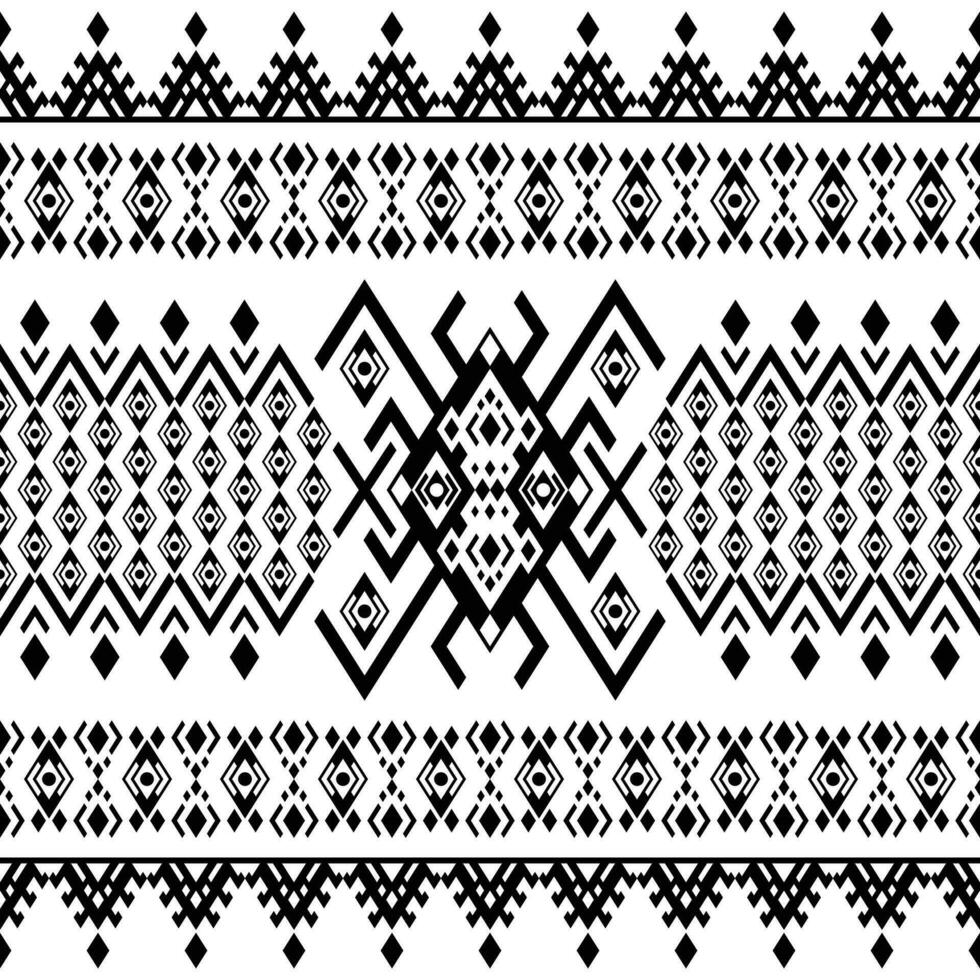 sans couture frontière modèle avec unique ethnique Contexte. aztèque et navajo tribal contemporain style. noir et blanc couleurs. conception pour tissu, textile, ornement, impression, intérieur, tapis. vecteur