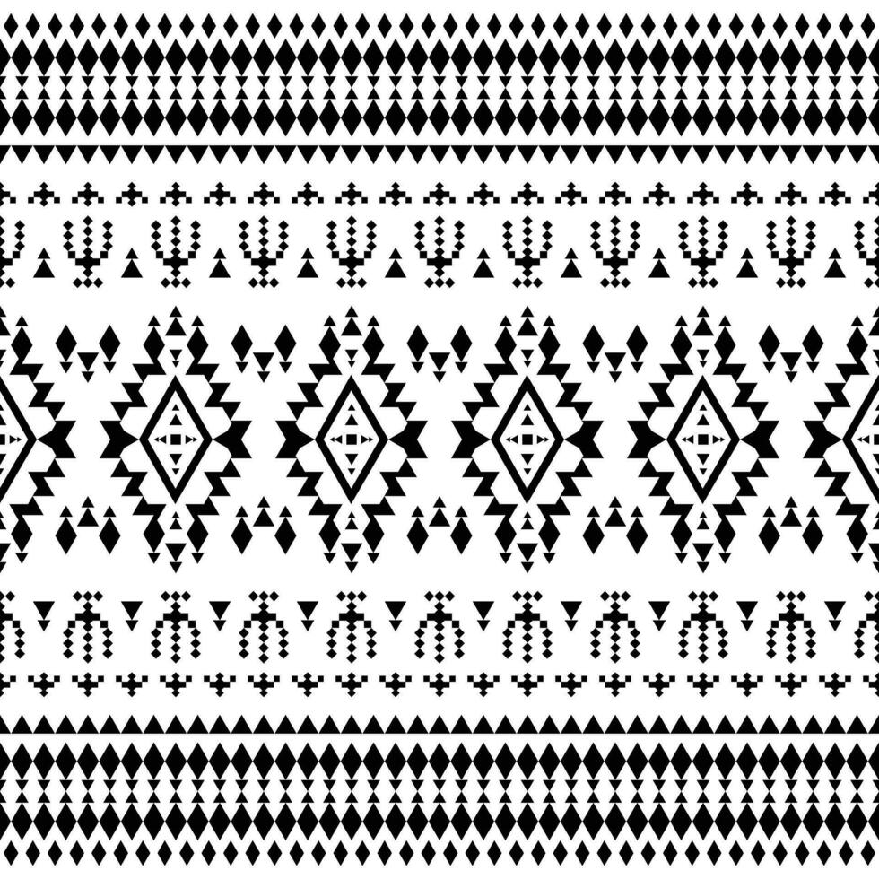 aztèque et navajo ethnique contemporain modèle dans noir et blanc couleurs. géométrique sans couture tribal motif avec originaire de américain style. conception pour tissu, textile, ornement, impression, intérieur, tapis. vecteur