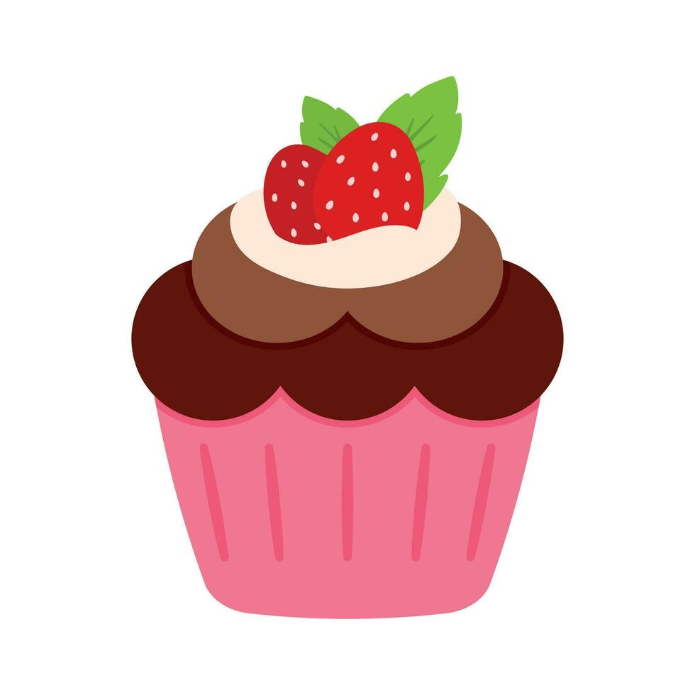 mignonne petit gâteau icône dessin animé Chocolat dessert boulangerie vecteur illustration