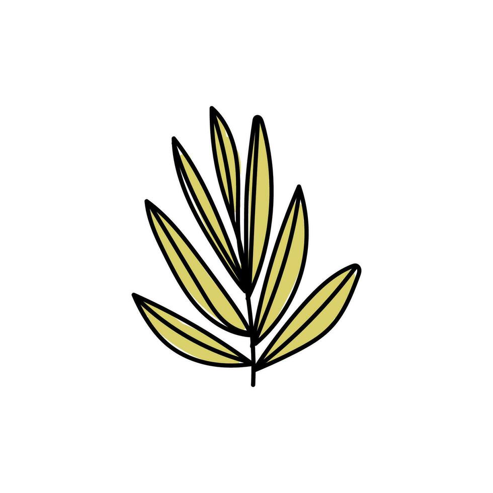 vecteur illustration de feuilles avec contour. main tiré feuille logo symbole.