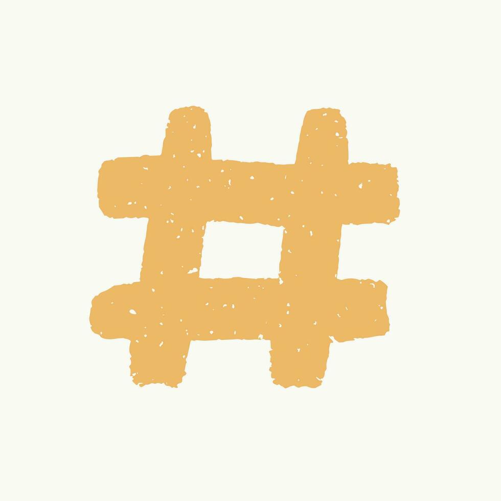 hashtag, Jaune encre peint étiquette Icônes sur blanc Contexte. main tiré vecteur illustration