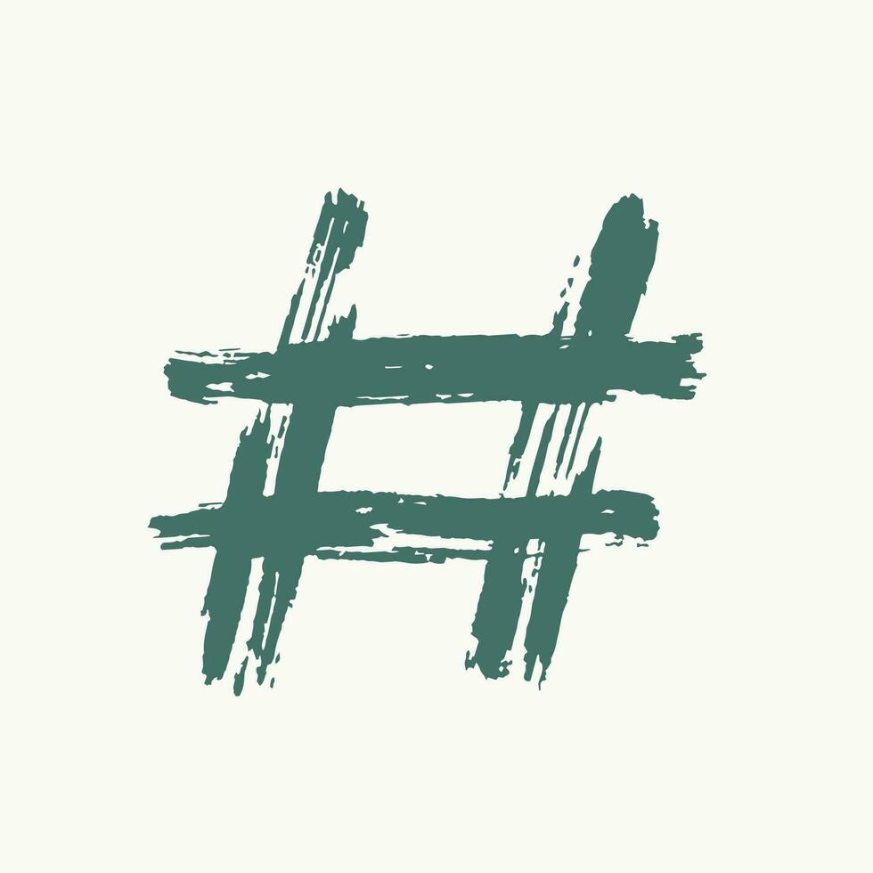 hashtag, vecteur vert étiquette icône sur blanc Contexte. main tiré encre vecteur illustration