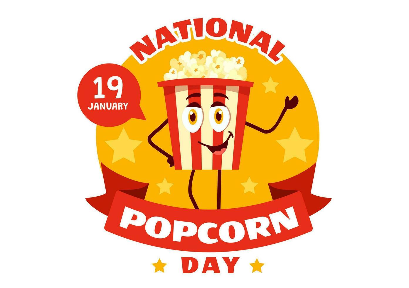 nationale pop corn journée vecteur illustration sur janvier 19e avec une gros boîte pop-corn à affiche ou bannière dans plat dessin animé Contexte conception