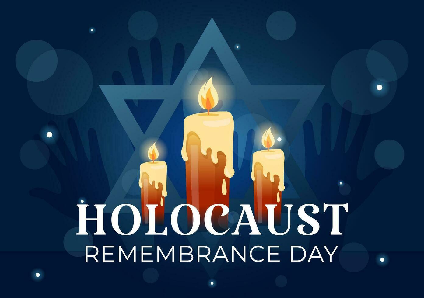 international holocauste souvenir journée vecteur illustration sur 27 janvier avec Jaune étoile et bougie à commémore le victimes dans plat Contexte