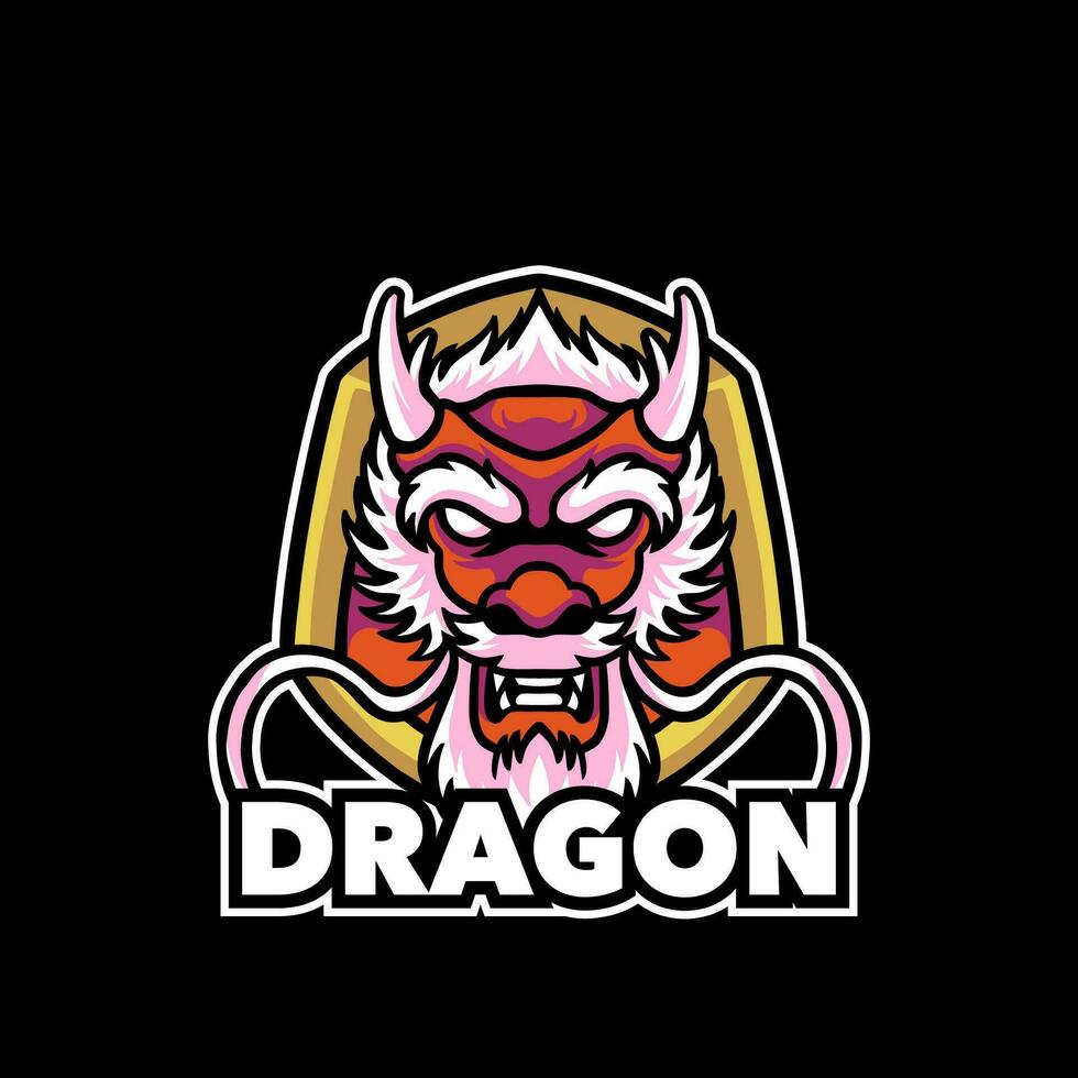 dragon tête logo modèle pour jeu et sport vecteur