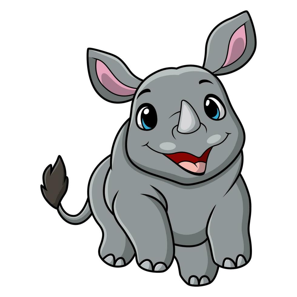 mignon, rhinocéros, dessin animé, blanc, fond vecteur