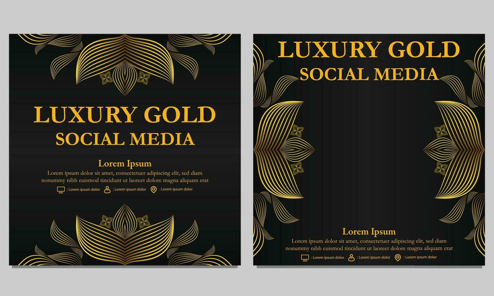 luxe d'or floral social médias Publier modèle vecteur