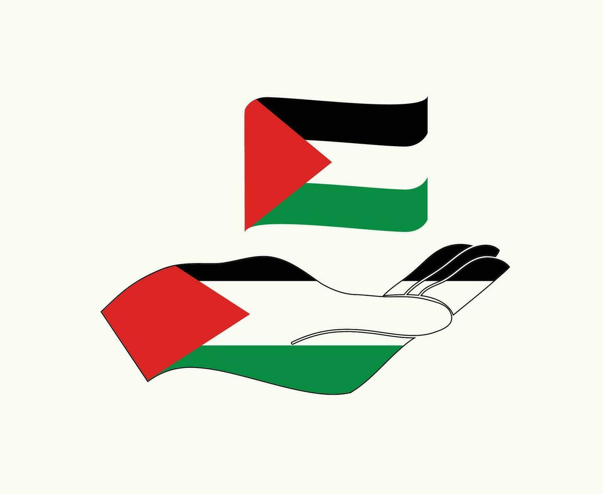 Palestine drapeau emblème ruban et main symbole abstrait milieu est pays vecteur illustration conception